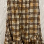 Urban Outfitters Brown Plaid Peasant Linen Skirt Size XS Photo 4
