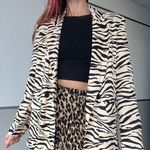 ZARA NWT Animal Print Satin Oversized Blazer Photo 7