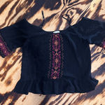 BeachLunchLounge Black Top with Pink and Orange Embroidery Photo 0