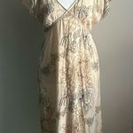 Free People  Floral Split Cap Flutter Sleeve Year Round Cotton Gauze Midi Dress Photo 12