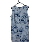 Norton Mcnaughton Norton McNaughton Blue Floral Pattern Linen Blend Sleeveless Dress 1X Photo 1