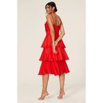 Marchesa Notte Tiered Lace Trim Midi Dress Size 0 Red Glam Holiday Event Wedding Photo 6
