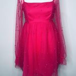 Thirty Thirty Pink Longsleeve Sheer Pearl Dress Size M Photo 2