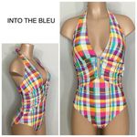 New. Plunge neck plaid swimsuit. Size 12. Regularly $89 Pink Photo 7