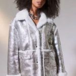 Urban Outfitters Leigh Oversized Faux Suede Sherpa Jacket Size M Photo 0