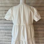 Madewell  Button-Front Short-Sleeve Tiered Mini Dress In Lighthouse Photo 3