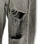 American Eagle  | Size 00 XXS | Mom Jeans High Rise Distressed Ripped Faded Black Photo 6