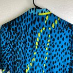 Jamie Sadock Womens Small Short Sleeve Top Blue Golf Animal Print Neon 1/4 Zip Photo 8