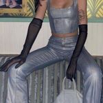 I am gia I.AM.GIA Ximena Metallic Silver Pants Size XS Photo 0