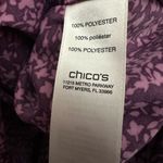 Chico's  Autumn Leaves Clarissa Blouse Size 3 Deep Berry Purple Roll Tab NWT Photo 4
