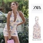 ZARA pink floral print dress mini halter tied collar BLOGGERS FAVORITE!! NEW Photo 1