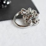 Cookie Lee NWT  Crystal Cluster Cocktail Statement Black Silver Tone 2 Rings Sz 8 Photo 2