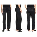 Eileen Fisher  Satin Straight Leg Pant Trousers Pull On Black Photo 3