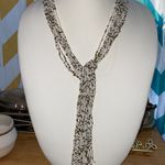 Seed Bead Wrap Long Open End Lariat Tassel Necklace White Photo 2