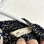 ZARA  Printed Dress Long Sleeve Ruffle Neck Womens Size XS Navy Cream Photo 2