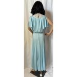 American Vintage Vintage Powder Blue white Lace High Neck Flutter Sleeve Pleated Maxi Dress XS Photo 13