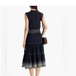 Veronica Beard NWOT Amaia Navy Midi Eyelet Short Sleeve Embroidered Dress Size S Photo 6