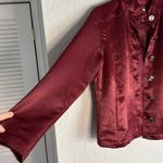 Chico's Chico’s Silky Burgundy Jacket Size 1 Button Front Bomber Y2K Christmas Holiday Photo 3