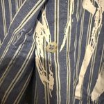 Anthropologie  Maeve Blue and White Floral Striped Oversized Shirt Size Medium P Photo 3