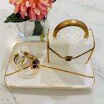 Alexis Bittar  Luminous Lucite Gold dipped and White Hoop Earrings Photo 1