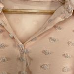 Pale Pink Textured Pom Pom Button Front Long Sleeve Shirt Women's Size Large L Photo 4