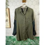 Free People Rainbow Rays Oversized Top Army Green - Size - Small Photo 5