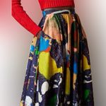 NWT Ralph Lauren Purple Label MAQUIRE Cotton Satin Artist Paint Splatter Skirt 6 Red Photo 3