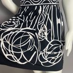BCBGMAXAZRIA  Dress Abstract Print Black‎ White Tie Waist Pockets Size Medium Photo 4
