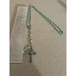 Art Deco Style RosaryAqua Glass Beads Silver Photo 1