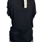 INC Womens Heritage Tee T Shirt Top Twist Front Short Cap Sleeve Black Small Photo 5