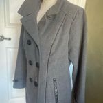 Croft & Barrow fully lined gray Peacoat with faux leather trim Photo 1