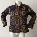 Vtg Womens Funky Kaleidoscope Jacket M Jacquard Boho Futuristic Eclectic Artsy Purple Size M Photo 0