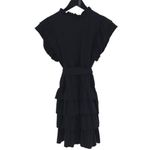 Sundays ‎ Womens June Flutter Sleeve Ruffle Tiered Mini Dress Black Size Small Photo 4