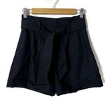 Madewell Black High Waist Sash Paperbag Wool Belted Shorts 0 Photo 0