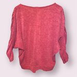 Espresso Red Scoop Neck Sweater with 3/4 Ruched Sleeves Photo 1