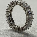 Sterling Silver 925 Princess Cut Sparkling CZ Eternity Wedding Band Ring 10.25 Photo 2