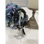 Hamsa & eye‎ good luck black beaded bracelet lot of 2 Photo 1