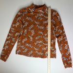 Maeve Anthropologie Zebra Print Mock Neck Top Small Stretch Comfy Graphic Layers Photo 9