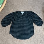 Apiece Apart  Mitte Puff Sleeve Striped Top Blouse Cotton Silk Forest Green Small Photo 4