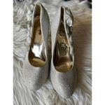 Stunning White Glitter Heels with Floral Accents Size 8.5 Photo 1
