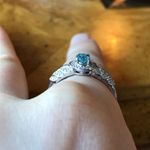 Natural Blue Zircon Moissanite Sterling Silver Ring Size 9 Photo 1