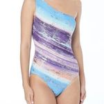 Carmen Marc Valvo Pacific Sunset One Shoulder One Piece Swimsuit Size 10 Photo 1