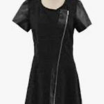 The Kooples Dress Womens Size 36 Sport Zip Front Short Sleeve Leather Contrast Photo 0