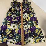 Anthropologie Maeve Silk Smocked Empire Tank Dress Medium purple green yellow Photo 11