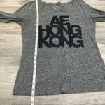 American Eagle Gray with Black Glittery Letters “AE HONG KONG” Long Sleeve Top L Photo 9