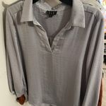 Silky Silver Collared Blouse Size M Photo 0
