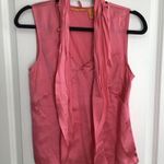 Vintage Debbie Shuchat Silk Sleeveless Blouse Y2K 90s Pink With Bow Tie Size 6 Photo 0