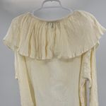 Bonjour vintage ruffle collar Cream butter yellow peasant boho top crinkle Photo 2