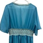 Vintage Blue Double Tie Waist Nightgown Dressing Gown Robe Maxi Length Womens L Size L Photo 7