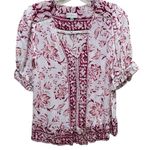 Lucky Brand Floral Boho Peasant Top White Red Pink Women’s Size Small Photo 0